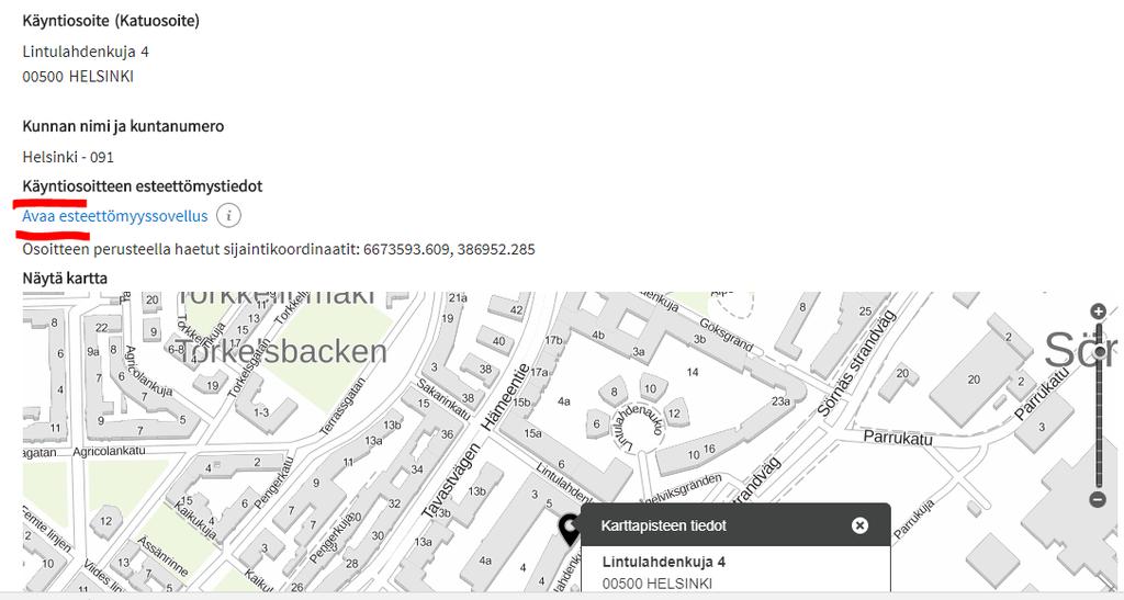 OHJE 56 (88) 6.6 Palvelupaikan esteettömyystiedot Palvelutietovarannon Palvelupaikka-asiointikanavalle on mahdollista lisätä esteettömyyteen liittyviä tietoja.
