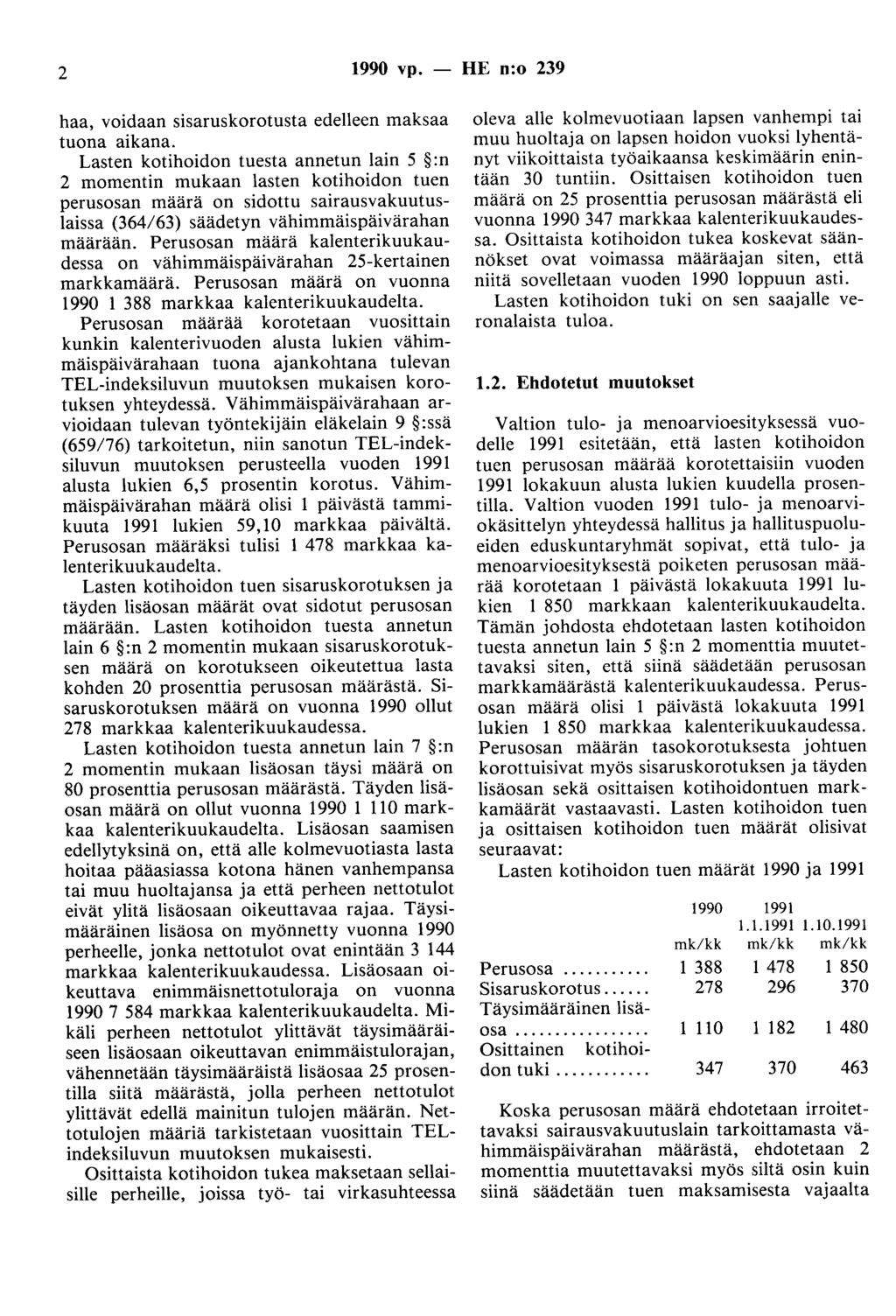 2 1990 vp. - HE n:o 239 haa, voidaan sisaruskorotusta edelleen maksaa tuona aikana.