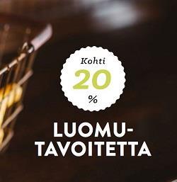 Kohti 20 % luomutavoitetta kalliimpien ruokalajien osuuden vähentäminen (liha, siipikarja, einekset ja jalosteet) lihan osuuden vähentäminen reseptiikassa hävikin tehokas