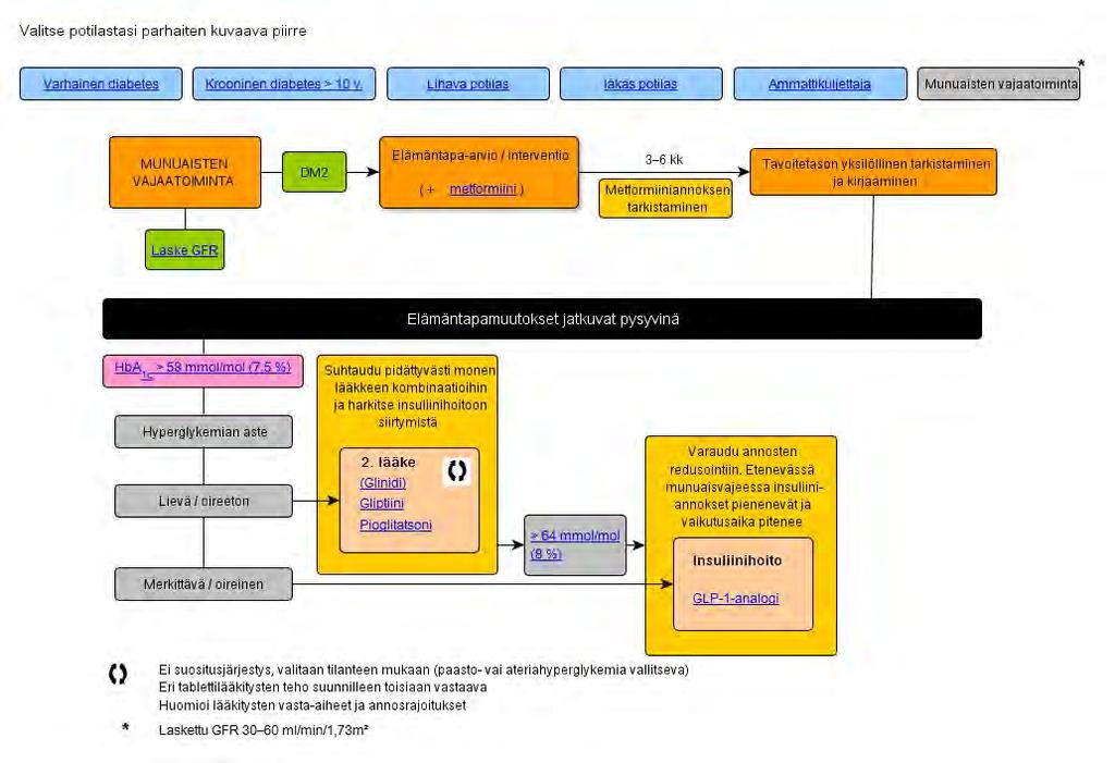 Diabetes - Käypä hoito 2018: Munuaisten vajaatoiminta Tutkimusnäyttö: