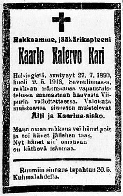 Sai päästötodistuksen Eräjärven Vihasjärven kansakoulusta 21.5.1910. Otti osaa samalla koululla pidettyihin Kuva 20. jatkokursseihin 1911 1912. Toimi maanviljelijänä.