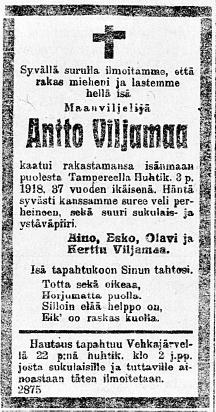 Oli vuodesta 1911 itse isäntänä Pleunassa, jota innokkaana maanviljelijänä paransi.