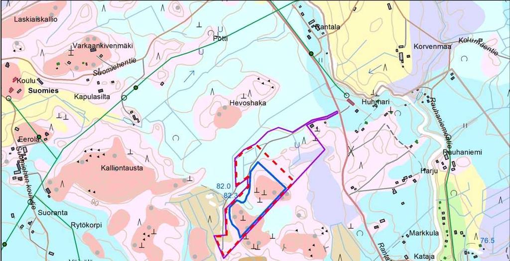 2.4 Maa- ja kallioperä Suunnitelman mukaisella ottoalueella kallio on maanpinnassa tai lähellä sitä ottoalueen pohjois- ja eteläosassa.