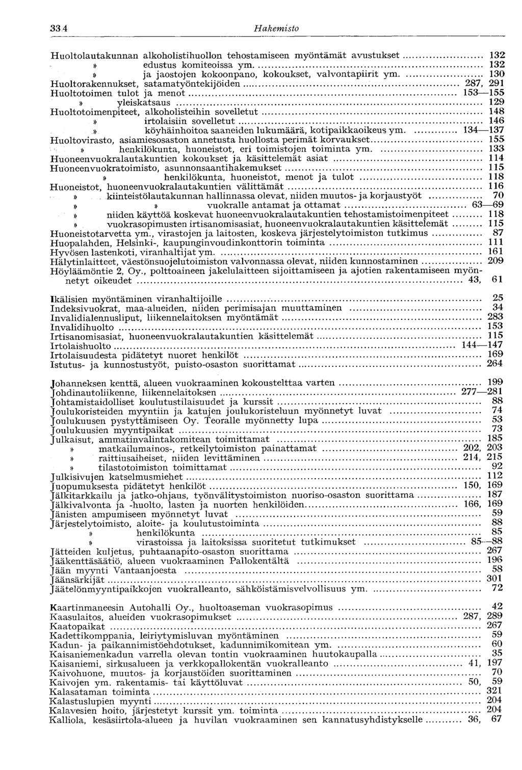 33 4 Hakemisto H u o l t o l a u t a k u n n a n alkoholistihuollon tehostamiseen m y ö n t ä m ä t a v u s t u k s e t 132 edustus komiteoissa y m 132 ja jaostojen kokoonpano, kokoukset, v a l v o n