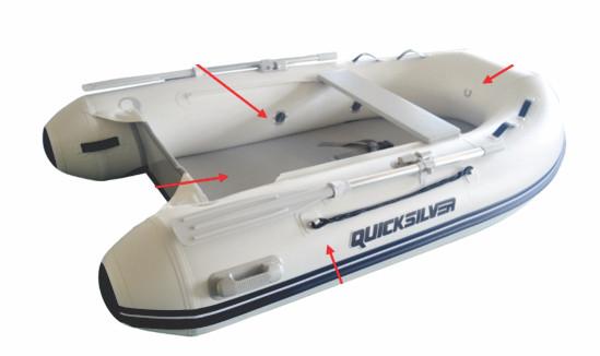 Putkikellukkeen täyttö Veneen asianmukainen täyttäminen ja tyhjentäminen lisää veneen käyttöikää. Kun täytät venettä, rullaa se ensiksi auki lattialle.