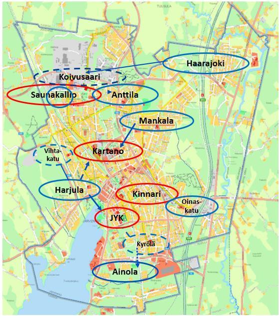 Muut tarkastellut toteutusvaihtoehdot Kolmen (3) yhtenäiskoulun runko ja