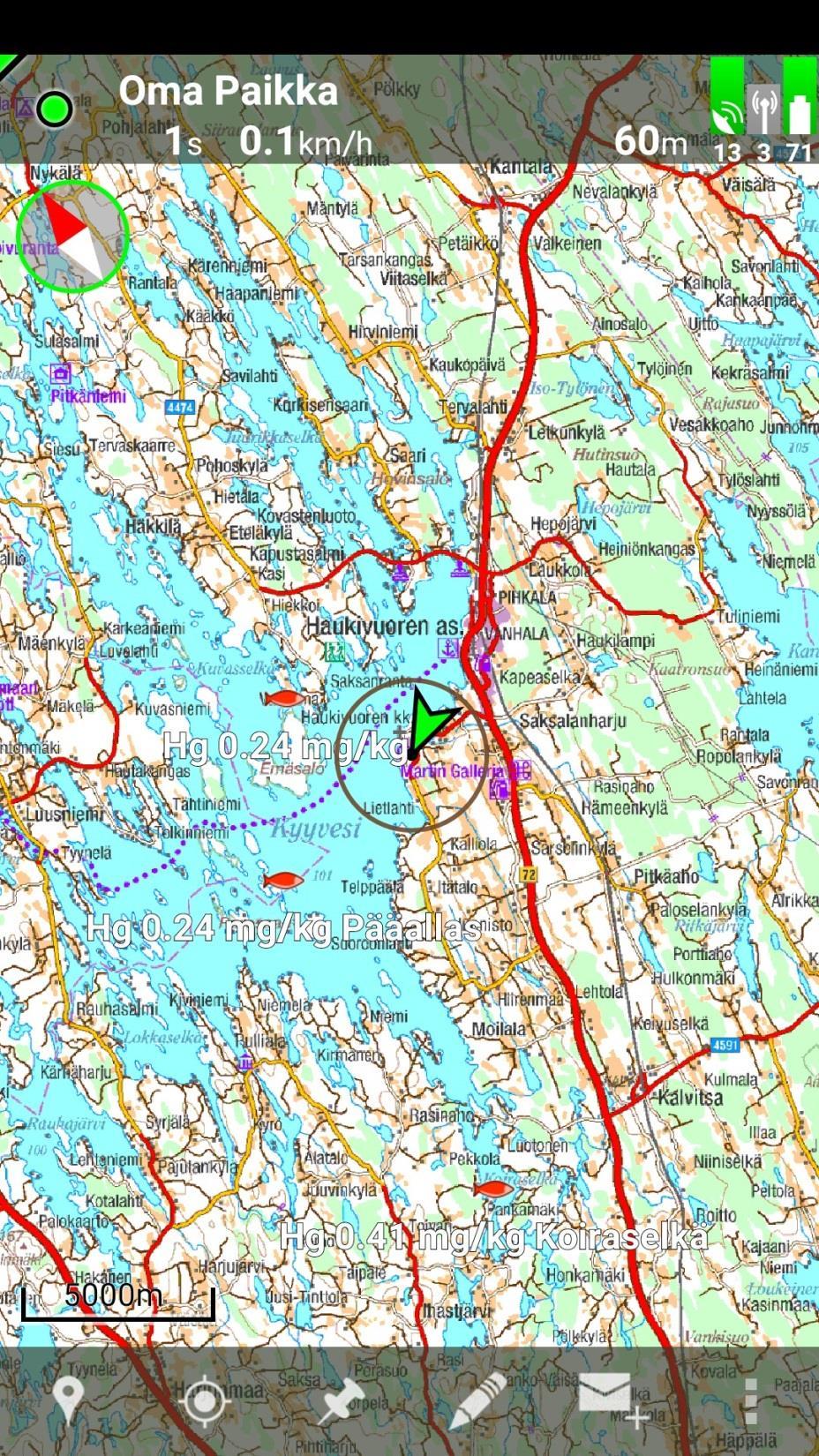 Ahventen elohopeapitoisuuden jatkoselvitykset Kyyvedellä 2017 Kyyveden pääaltaalla Hg 0,24 mg/kg Yhdenkään ahvenen elohopeapitoisuus ei ylittänyt 0,5 mg/kg, joka on ns syömäkelpoisuusraja.