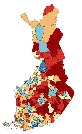 osuus väestöstä kunnittain 2015 tilanne 2030 ennuste Muuttoliikenteestä suurin osa keskittyy