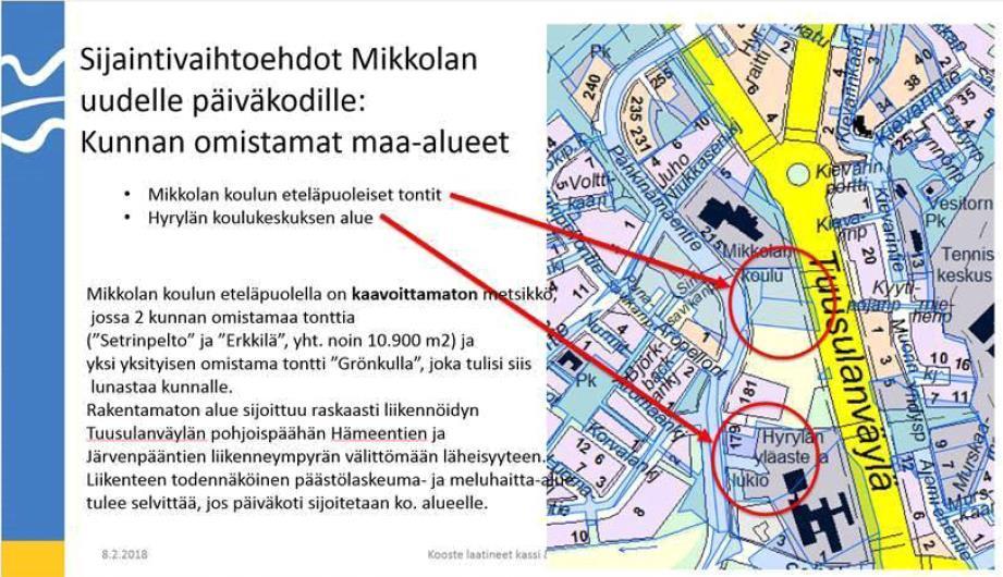 8.3.2018/JML Mikkolan uusi päiväkoti Pähkinämäentien varteen, alustava liikennetarkastelua Tehtäväksianto Tässä muistiossa selvitetään alustavasti liikenteellisiä ja liikenteen vaikutuksista johtuvia