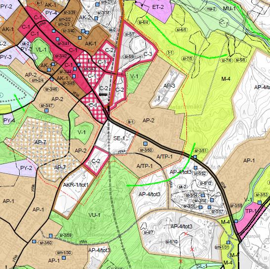 kerrostalovaltaiseksi asuinalueeksi AK-1 ja -2, pientalovaltaiseksi asuinalueeksi, AP-1-2, ja -4.