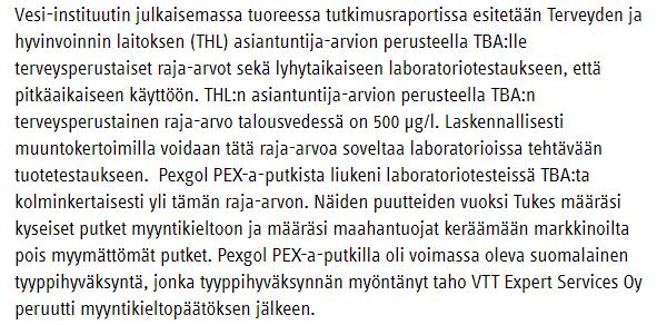 PEX putkista liukeneva tert