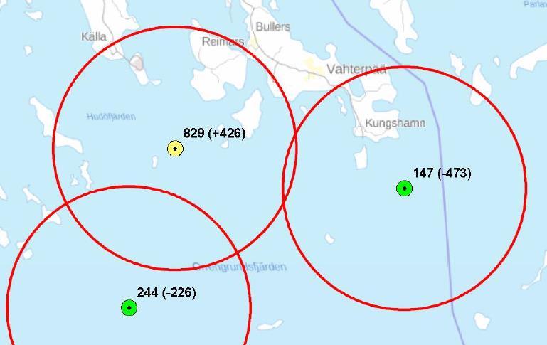 Itäisen Uudenmaan kalastusalue 6: 25 750 (25 500 v. 2016) paria, näistä n. 32 % eli n. 8 250 (8 660 v. 2016) paria Suomenlahdella ja Loviisassa 1 220 (1 493 v. 2016) paria 3 yhdyskunnassa.