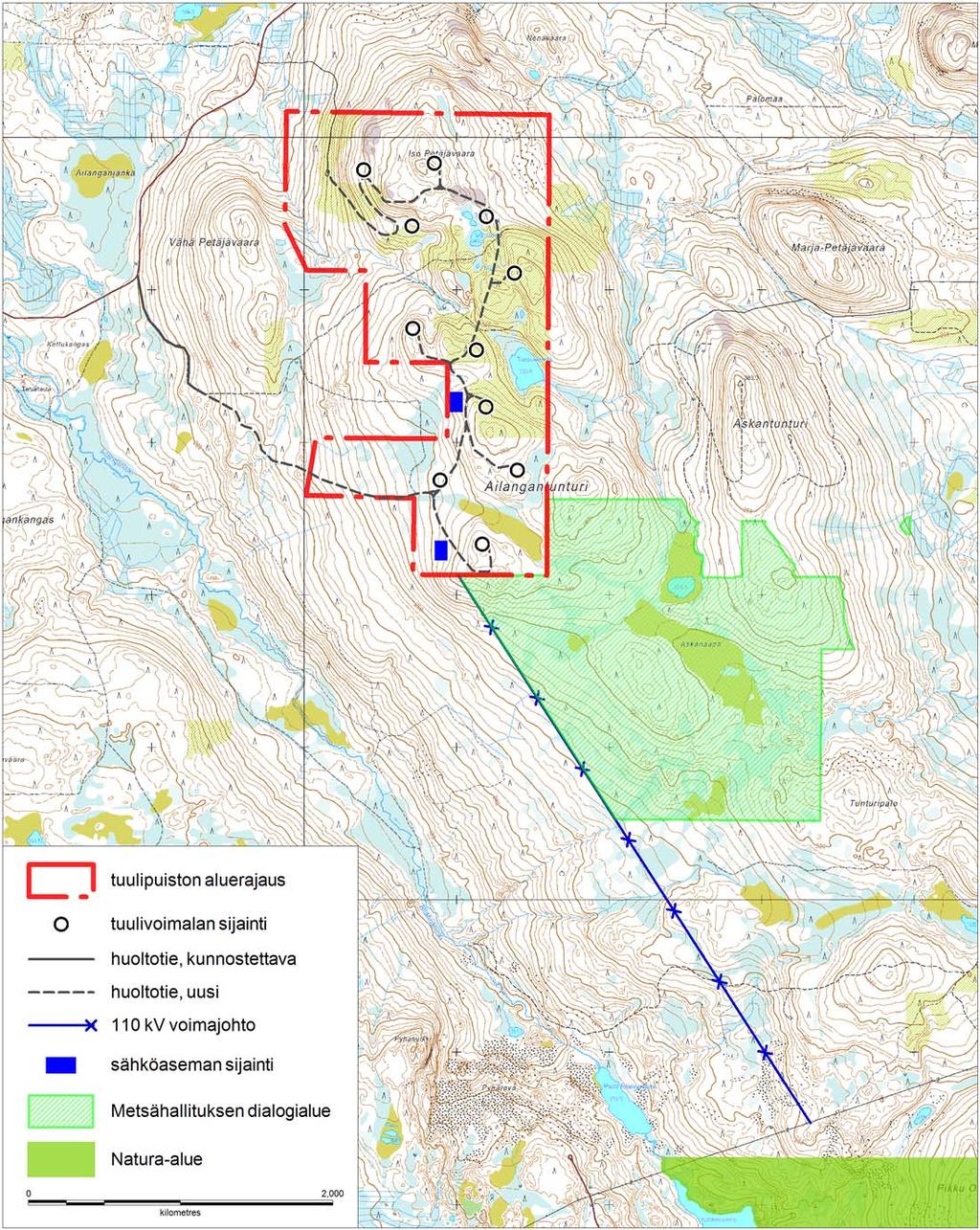 10 (17) Ailangantunturin tuulipuisto FCG SUUNNITTELU JA TEKNIIKKA OY Kuva 3. Ailangantunturin tuulipuiston alustava sijoitussuunnitelma. 3.2.