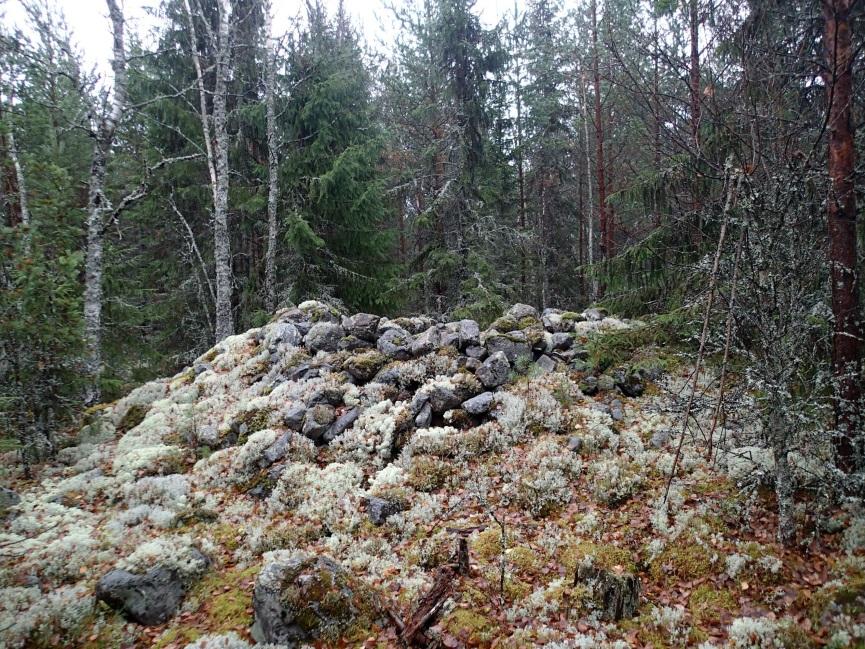 13 f) itäinen kivivalli, kaakkoispää N 6850713 E 219665 (Huurre 1142 11: 6e, TYA 609 06-2005-8, 2.