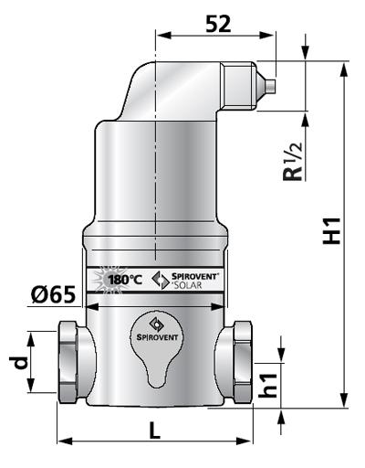 ILMANPOISTIMET, LIANEROTTIMET JA ILMANEROTTIMET SPIROTECH SPIROVENT AIR SOLAR Tekniset tiedot Tyyppi Tuotenumero H1 h1 L Virtaama