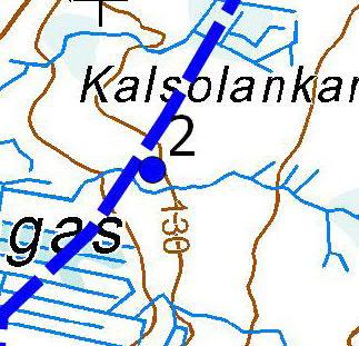 Turbiinipaikka 2 Kasvillisuuskuvaus: Mosaiikkimaista puolukkatyypin (VT) kuivahkoa ja mustikkatyypin (MT) tuoretta harvennettua männikkö, jossa puusto on noin 12 18 metriä korkeaa.