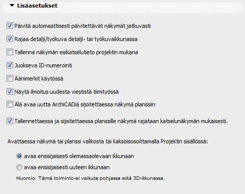 Monivalintaapuviivoista valitaan apuviivoja käyttöön viemällä kohdistin halutun akselin päälle. Monivalinta-apuviivat ovat eri värisiä kuin yksittäiset apuviivat.