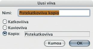 KO. - 8 5.3 Täytteet Uusi viivatyyppi luodaan osoittamalla Uusi...-painiketta. Avautuvassa ikkunasta valitaan luotavaksi joko kopio esillä olevasta viivasta, uusi katkoviiva tai erikoisviiva.