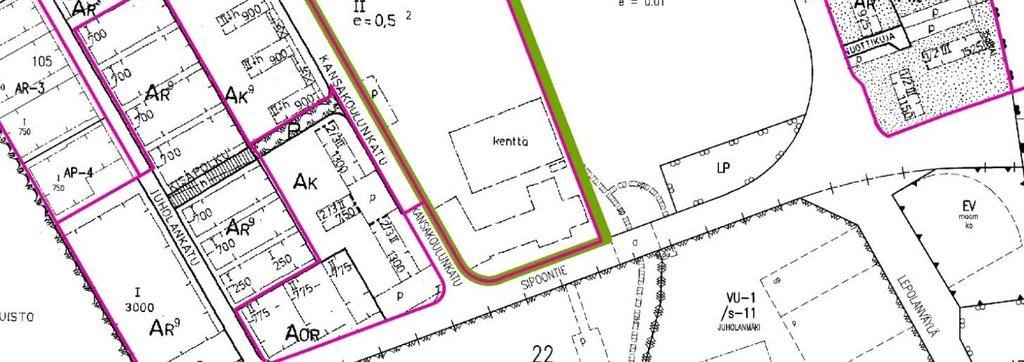 osalta suunnittelualueella on voimassa 1.2.2010 vahvistettu asemakaava, jossa alue on jalankululle ja polkupyöräilylle varattua katua (pp).