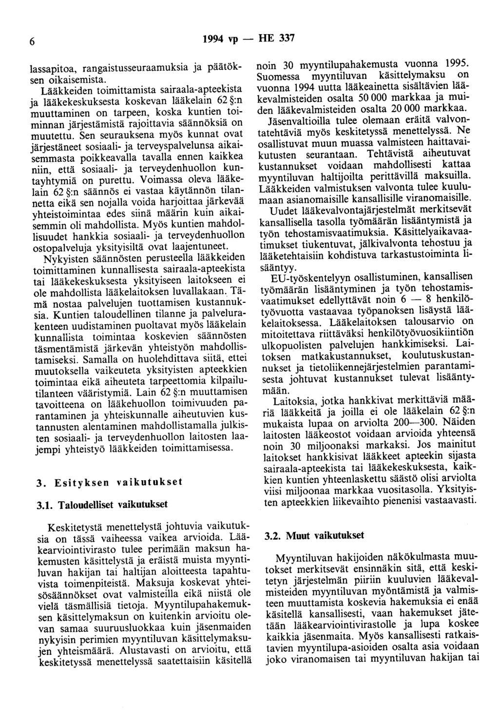 6 1994 vp- HE 337 lassapitoa, rangaistusseuraamuksia ja päätöksen oikaisemista.