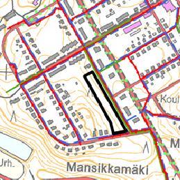 Alueen katuverkosto, (Lähde: Rautjärven taajama-alueen osoitekartta) Johtoverkosto Ilmarinkadun varrella on rakennettu vesi-, jätevesi- ja hulevesiverkosto.