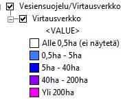 kerääntymisreitit Virtausreittien tunnistamiselle voidaan määritettä erilaisia raja-arvoja Märkyyttä kuvaava rasteri