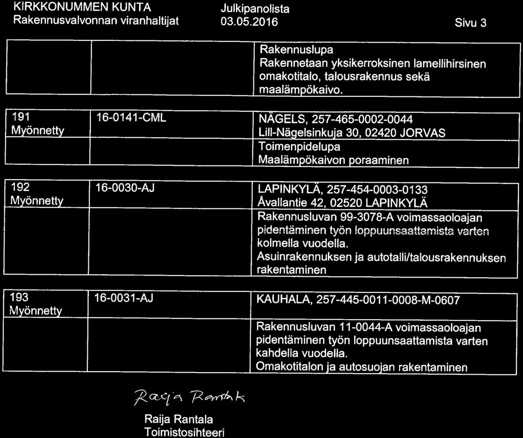 Julkjpanolista 03. 05.2016 Sivu 3 Rakennetaan yksikerroksinen lamellihirsinen omakotitalo, talousrakennus sekä maalämpökaivo.