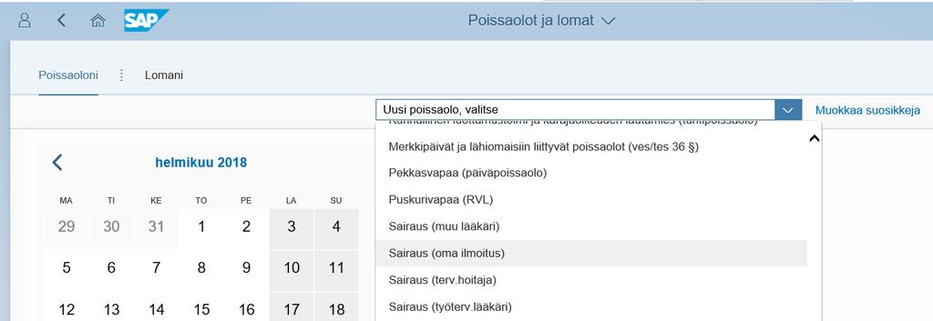 Poissaoloni / Näin ilmoitan sairausajan