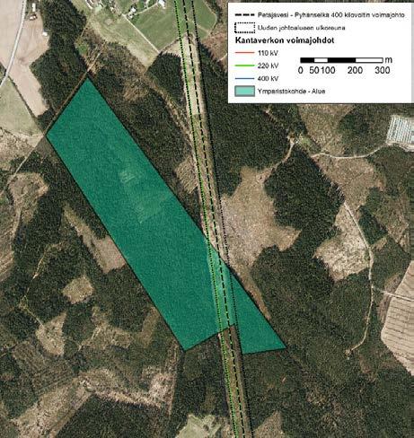 Vähäinen puustoisen alueen supistuminen ei vaaranna alueen suojelutarkoitusta johtoalueen leventymisen sijoittuessa nykyisen johtoalueen yhteyteen.