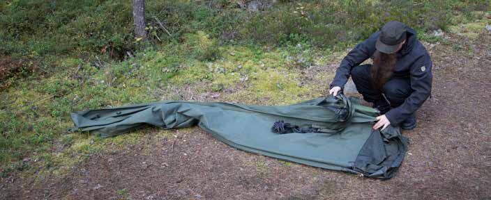 11. Spread and tighten up the tent skirts at the corners with additional stakes. 2. Pull the fabric straight and shake it. 3.