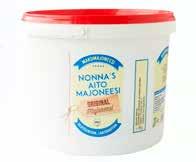 GLUTEENITON LAKTOOSITON NONNA'S-KASTIKKEET FOOD SERVICE -KOKO 5 KG NONNA'S ORIGINALMAJONEESI 5 KG Aito, oikea täysmajoneesi. Myyntierä 1 x 5 kg Fort Deli...RE2008 GTIN prk.