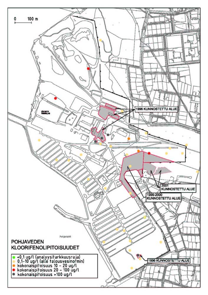 MiW, SaY, TiA, TaL, LaR 28.4.2004 23 Saha-alueen ja kaatopaikan pohjavedestä on selvitetty pilaantuneisuustutkimusten yhteydessä kloorifenolien, arseeni, kromin ja kuparin pitoisuuksia.