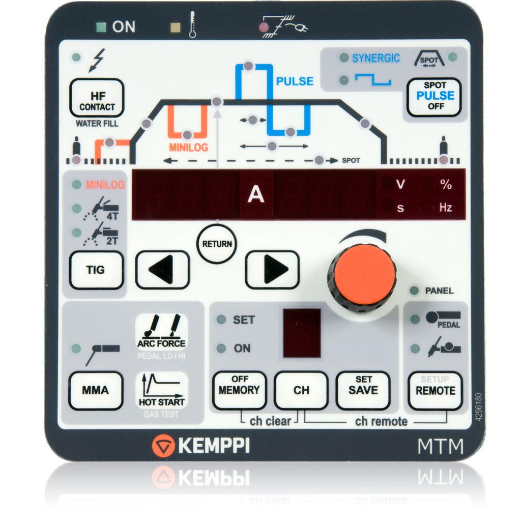 Tämä hitsauslaite on 400 A:n versio. Control panel MTM MTM-paneeli on tarkoitettu esimerkiksi putkistojen ja vaativampien kohteiden TIG- ja puikkohitsaukseen.