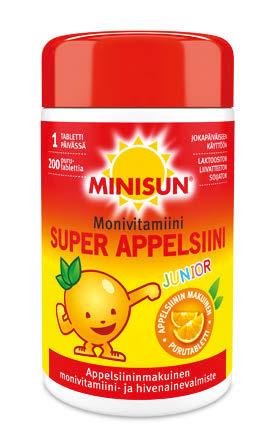 , Minisun Monivitamiini Junior Super appelsiini 200 tabl.