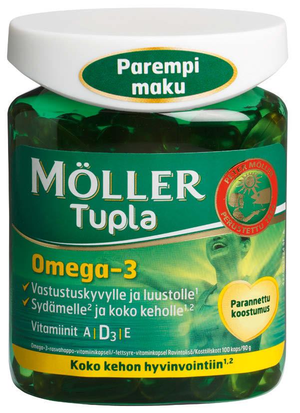 Tärkeät omega-3-rasvahapot kahdesta kapselista päivässä.