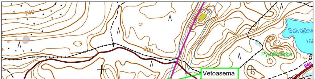 Kuvassa 1 on esitetty hihnakuljettimen ja vetoasemien sijainnit, kuljetintunnelin osuus, jonka molemmat seinät on suljettu