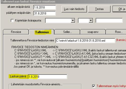 9 MUITA VERKKOLASKUTUKSEN UUDISTUKSIA Finvoice-verkkolaskuihin saat nyt määriteltyä laskutuspäivän: Tallennus-valilehden