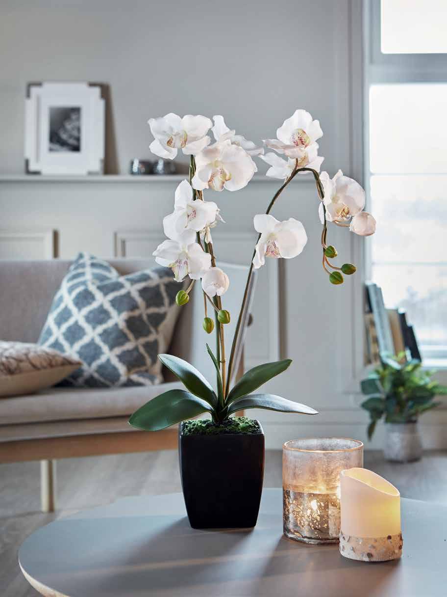 White Orchid - kukka koko vuodeksi 22300 White Orchid iso k: 80 cm 49,90 Astia 12x12x12 cm 22320 Alhambra tyyny täytteellä 50x50 cm