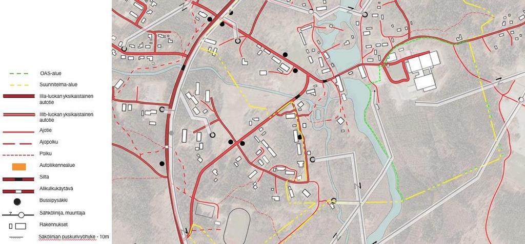 Suunnittelualue merkitty vihreällä ääriviivalla. Pohjakarttojen Maanmittauslaitos 2017. 3.