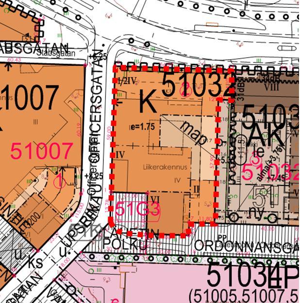 s. 3 / 6 on kaavassa osoitettu tehokkuusluvulla e=1.75 (6121 k-m 2 ). Suurin sallittu kerrosluku asemakaavassa vaihtelee kahdesta kuuteen (II - IV - ½ IV - VI).