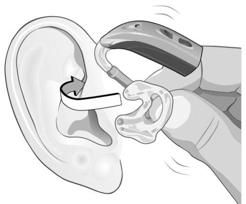Vaihe 3a: Kuulokojeen ja korvakappaleen asettaminen paikalleen Kun asetat oikeanpuoleista korvakappaletta, pidä siitä kiinni oikealla kädellä.