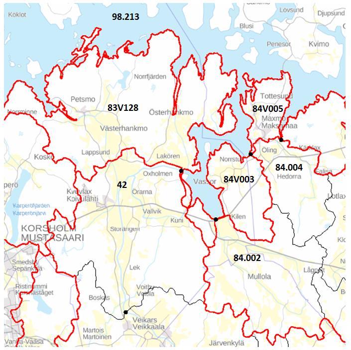 Tulvasuojelun toimenpidevaihtoehdot 4 / 41 Kuva 2-1. Hankealueen vesistöalueet. 2.2 Hydrologia ja tulvariskit Suistoalueen tulvaherkkyyteen vaikuttaa mm. maankohoaminen, vähäjärvisyys ja maankäyttö.