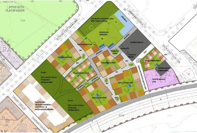 tonttitarve on noin 6 000 8 000 m 2 - Puu-Kivistön aloituskortteleiden kilpailualue erotettiin omaksi kaava-alueekseen - enemmän asumisen kerrosalaa kuin