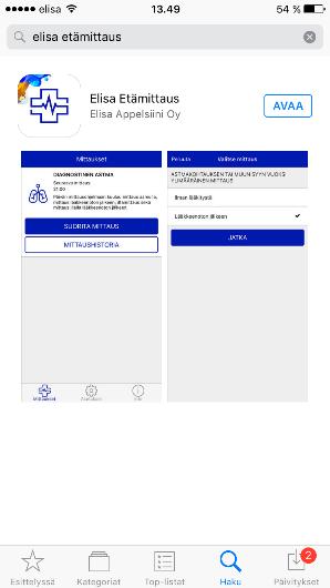 Elisa Oyj 7/15 Lataa Elisa Etämittaus -sovellus painamalla latauspainiketta (Kuva 11). Sovellus asentuu automaattisesti.