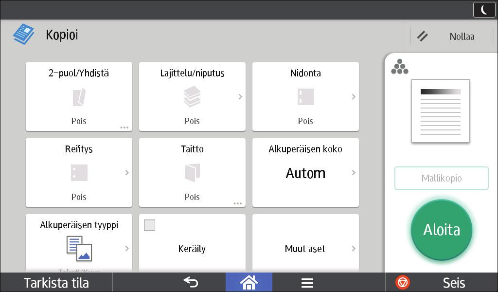 Kunkin sovelluksen käyttö Nro Kuvake Kuvaus 7 Voit säätää alkuperäisen kokonaistummuutta yhdeksänkohtaisella asteikolla.