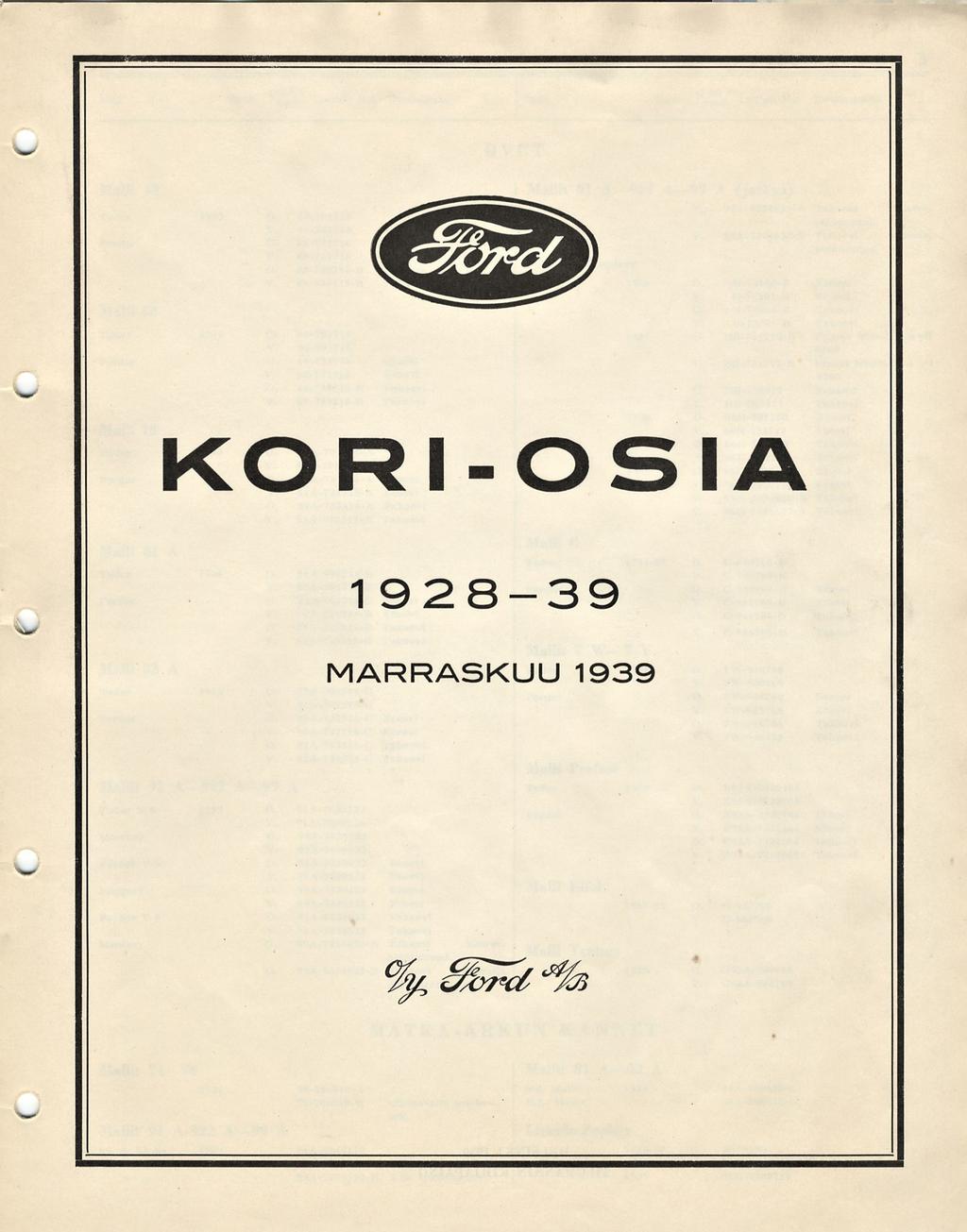 KORI-OSIA 1928-39
