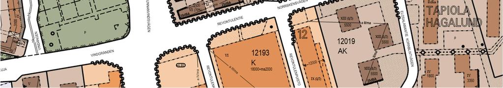Tapiola eteläinen, alue 210507 alue on osoitettu asuin-, liike- ja toimistorakennusten korttelialueeksi AL. Rakennusoikeutta alueella on 2500 k-m 2.