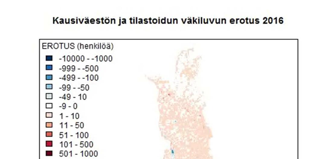 Kuukausittainen vaihtelu yksittäisen vuoden sisällä suurta: Heinäkuussa kausiväestöä yhteensä 449 402 henkilöä Tammikuussa kausiväestöä yhteensä 42 197 henkilöä Yleisesti