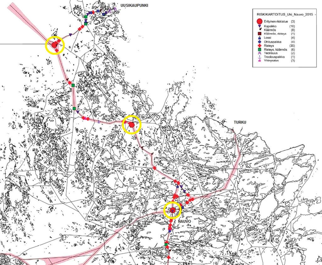 on Innamon alapuolella sijaitsevat Lövskärin mutkat, sillä alueella risteävien isojen väylien jyrkät mutkat ja vilkas liikenne lisäävät onnettomuusriskiä.