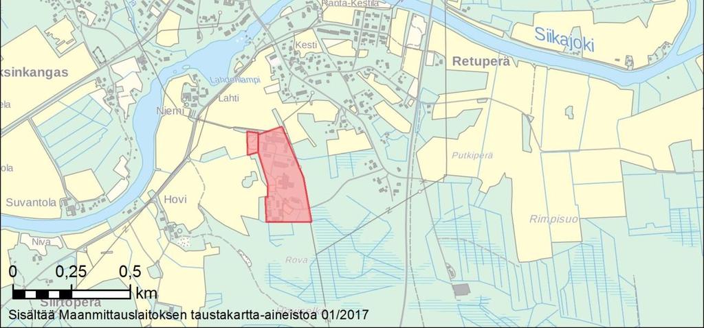 Museoviraston muinaisjäännösrekisterin tietoja (2017) sekä alueen peruskarttaa ja ilmakuvia.